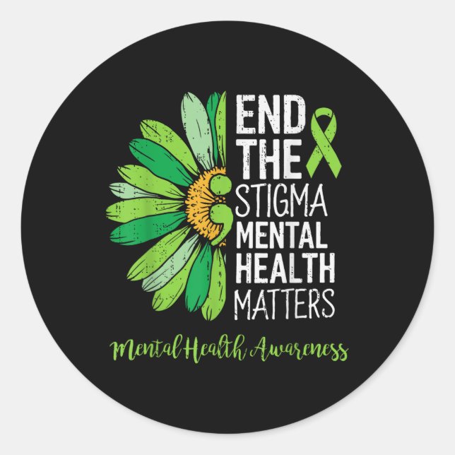 End The Stigma Mental Health S Awareness Brain Ill Classic Round Sticker (Front)