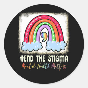 End The Stigma Rainbow Boho Mental Health Classic Round Sticker