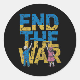 End The War Graffiti Children Support Zelensky Ukr Classic Round Sticker
