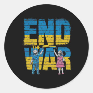 End The War Graffiti Children Support Zelensky Ukr Classic Round Sticker