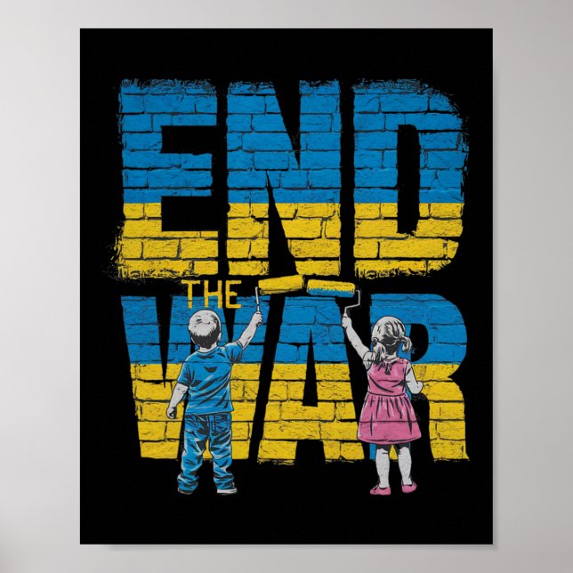 End The War Graffiti Children Support Zelensky Ukr Poster (Front)