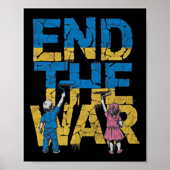 End The War Graffiti Children Support Zelensky Ukr Poster (Front)
