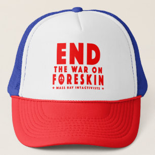 End The War On Foreskin Red White Blue Trucker Hat