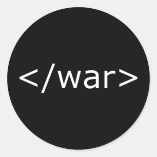 End War html - Black & White Classic Round Sticker