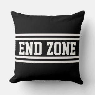 END ZONE 70s Black Athletic White Racing Stripes Cushion