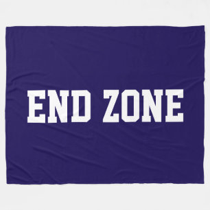 END ZONE Athletic White Retro Text On Navy Blue Fleece Blanket