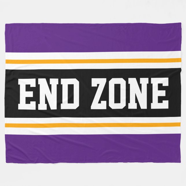 END ZONE Bold Purple Yellow Black Football Stripes Fleece Blanket (Front (Horizontal))