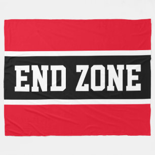 END ZONE Bright Red Black White Athletic Stripes Fleece Blanket