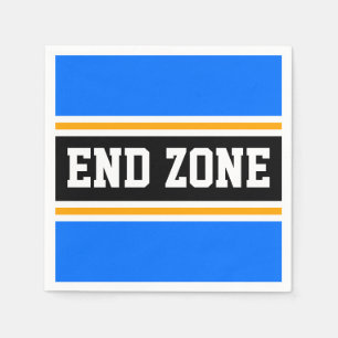 END ZONE Fun Bright Blue Black Yellow Stripes Napkin