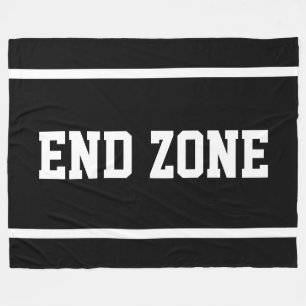 END ZONE Fun Bright Blue Sporty White Text Stripes Fleece Blanket