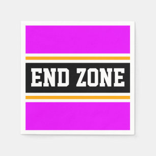 END ZONE Fun Bright Pink Black Yellow Stripes Napkin