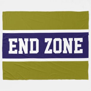 END ZONE Golden Olive Navy Blue White Stripes Fleece Blanket