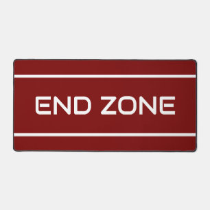 END ZONE Modern White Text Stripes On Deep Red Desk Mat