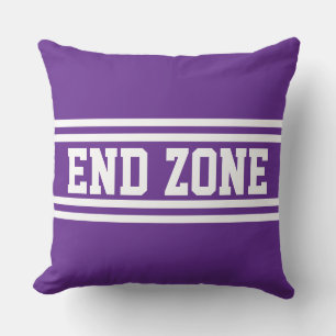 END ZONE Royal Purple Sporty White Racing Stripes Cushion
