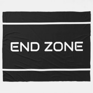 END ZONE Sleek White Text Stripes On Bold Black Fleece Blanket