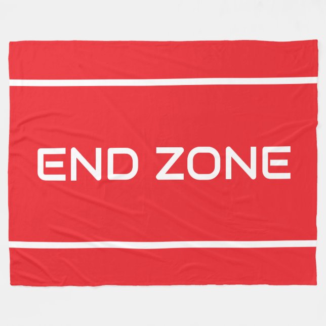END ZONE Sleek White Text Stripes On Bright Red Fleece Blanket (Front (Horizontal))