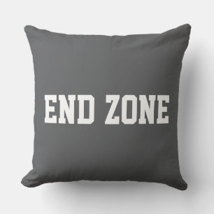END ZONE Sporty Athletic 70s Text On Athletic Gray Cushion