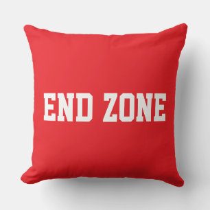 END ZONE Sporty Athletic 70s Text On Bright Red Cushion