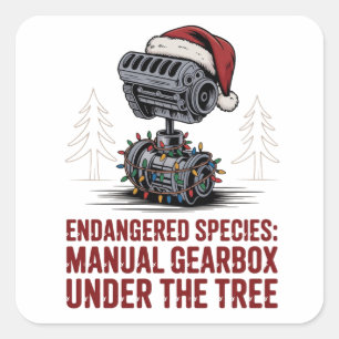 Endagered Species Manual Gearbox Christmas Tree Square Sticker