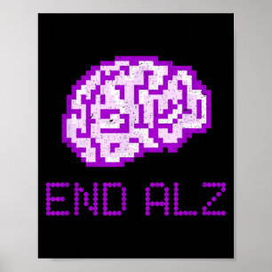 ENDALZ_ Pixel Brain End Alzheimers Awareness Poster