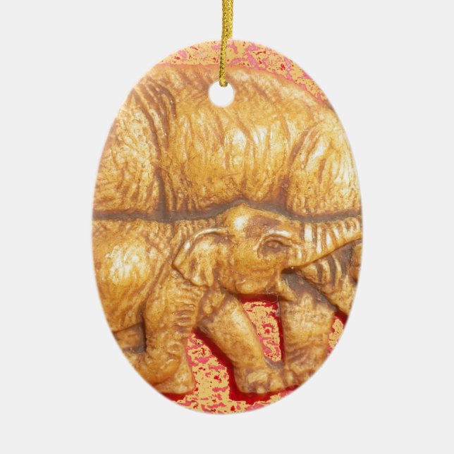 Endangered African Mara Elephants Ceramic Tree Decoration (Front)