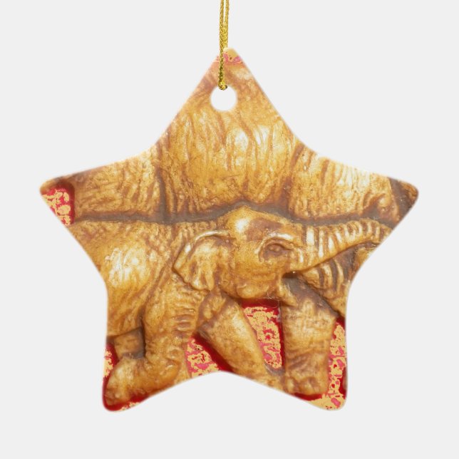 Endangered African Mara Elephants Ceramic Tree Decoration (Front)