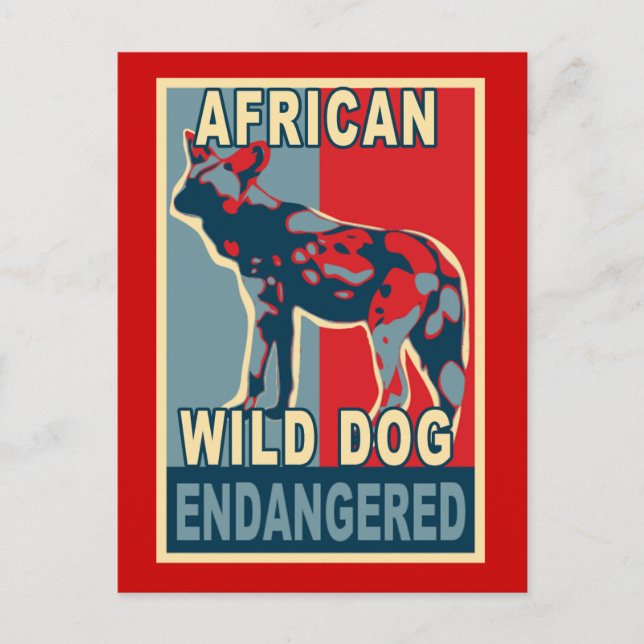 Endangered African Wild Dog Pop Art Tshirts Postcard (Front)