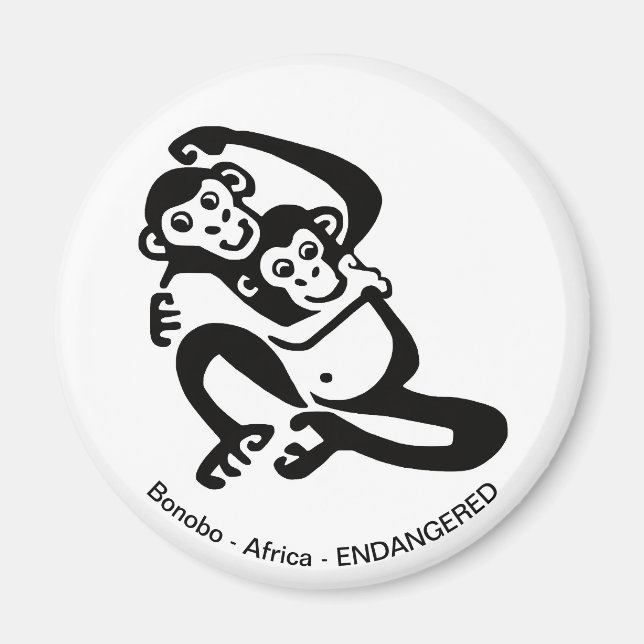 Endangered animal  -BONOBO -Chimpanzee- Primate -  Magnet (Front)