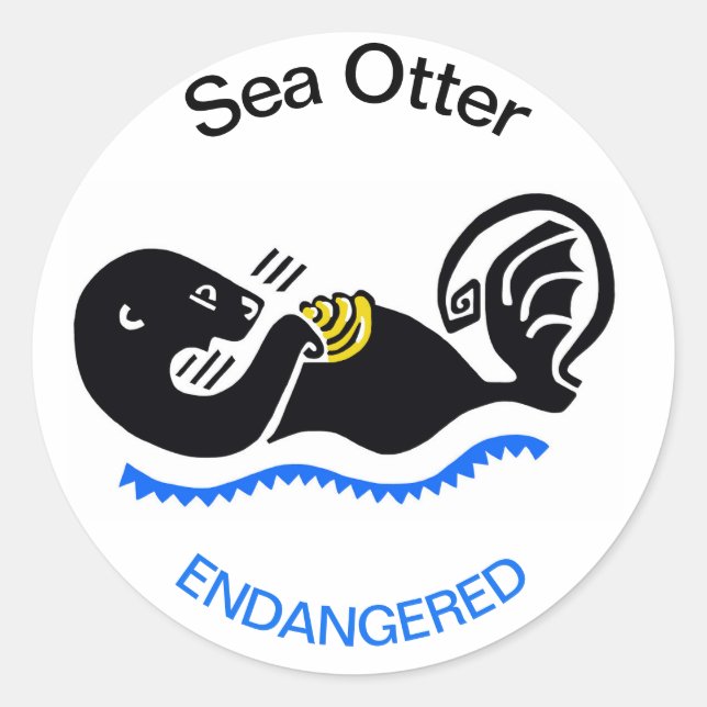 Endangered animal -Cool Sea OTTER- Conservation -  Classic Round Sticker (Front)