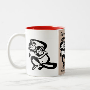 Endangered animal - Save BONOBOS - chimpanzees - Two-Tone Coffee Mug