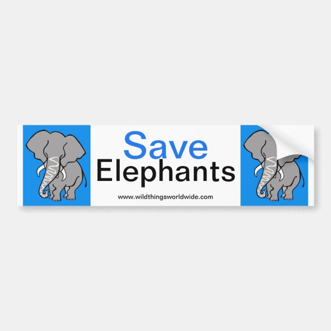 Endangered animal - Save ELEPHANTS - Wildlife Bumper Sticker (Front)