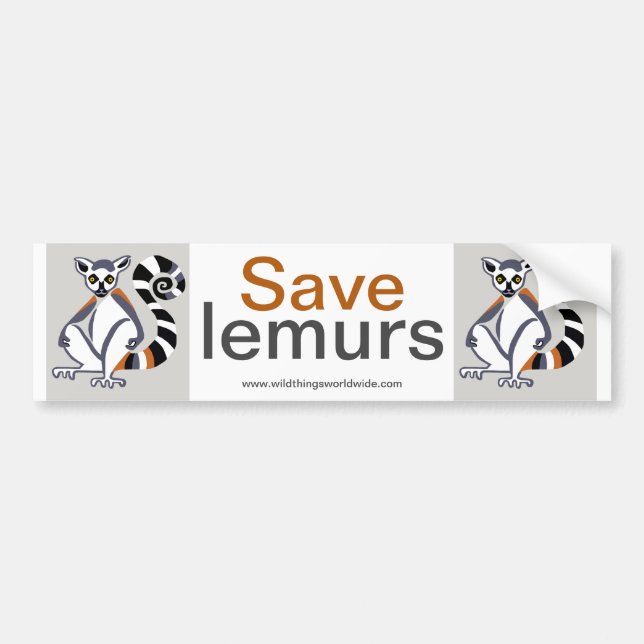 Endangered animal -  Save LEMURS-  Wildlife Bumper Sticker (Front)