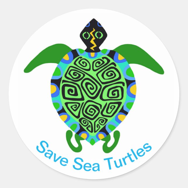 Endangered animal - Save Sea TURTLES - Wildlife -  Classic Round Sticker (Front)