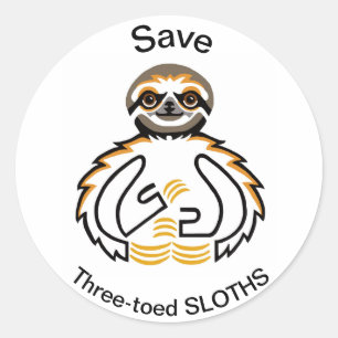Endangered animal - Save Three-toed SLOTHS - Classic Round Sticker