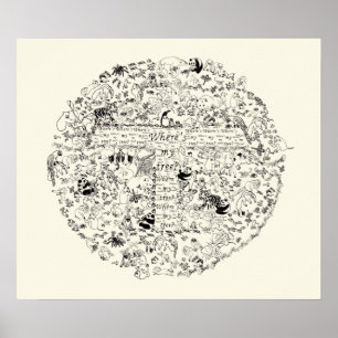 Endangered Animals Trees Planet Earth Drawing Art Poster