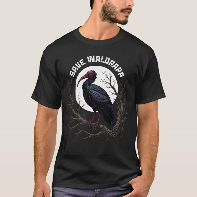 Endangered birds: waldrapp or nortern bald ibis T-Shirt (Front)