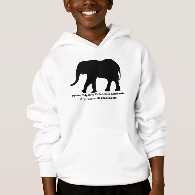 Endangered Elephants Hanes Kids Hoodie (Front)