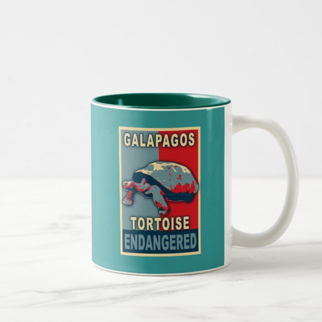 Endangered Galapagos Tortoise Pop Art Tshirts Two-Tone Coffee Mug (Right)