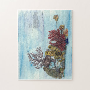 Endangered Hand painted Coral Reef print Jigsaw Puzzle