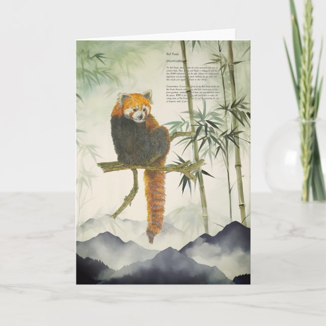 Endangered Hand-Painted Red Panda Card (Front)