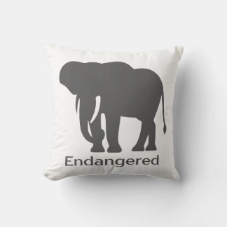 Endangered Save Our Elephants Grey Silhouette Cushion
