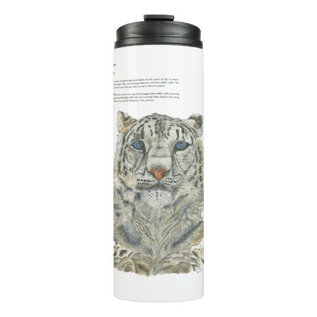 Endangered Snow Leopard Hand Painted Thermal Tumbler (Front)