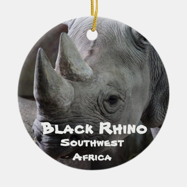 Endangered Species Series, Black Rhino Ceramic Ornament (Front)