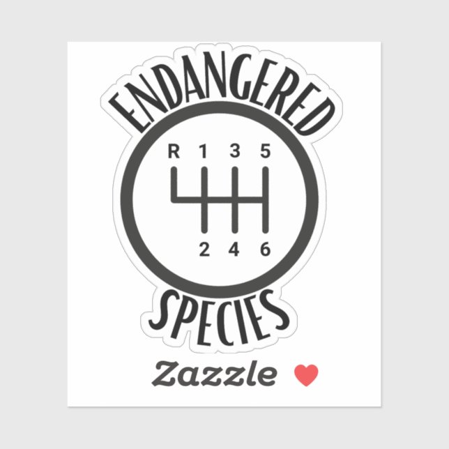 Endangered Species Stick Shift Bumper Sticker (Sheet)