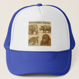 Endangered Species Vintage Illustration  Trucker Hat