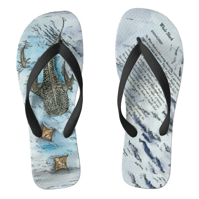 Endangered Whale Shark Hand painted Thongs (Footbed)