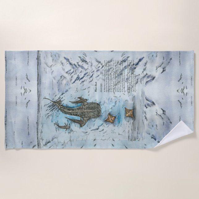 Endangered Whale Shark watercolours Beach Towel (Front)