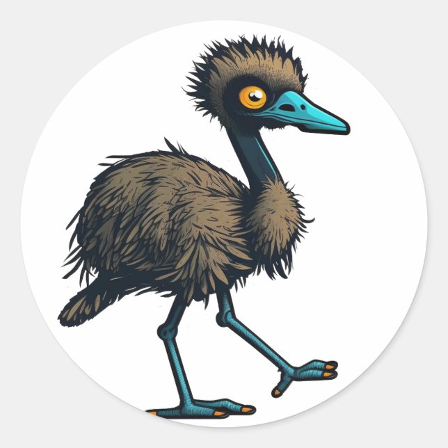 Endearing Emu Classic Round Sticker (Front)