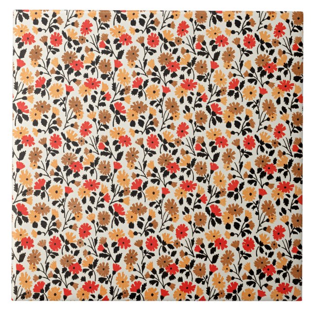 Endleaves of Art floral pattern Ceramic Tile (Front)