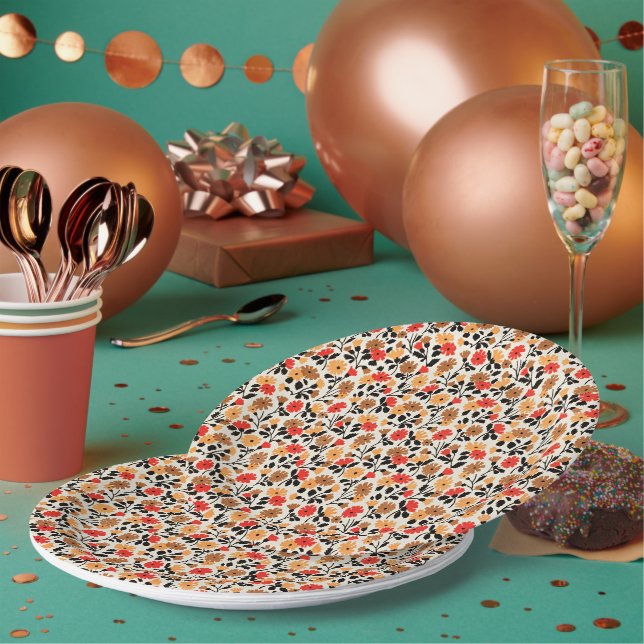 Endleaves of Art floral pattern Paper Plate (Multi)